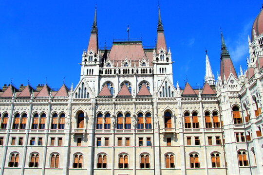 The Hungarian Parliament building in Budapest, beautiful neo-Gothic palace from 19th century. Hungarian Parliament Building