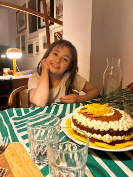 Girl Smiles during her  Birthday 
