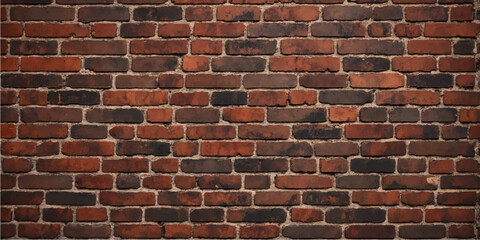 Fototapeta premium Red and brown brick wall surface with rustic rectangular masonry pattern showing aged architectural texture perfect for heritage design background