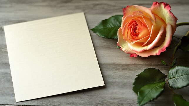 Sympathy Card with a single rose on the right side and a writing space area on the left side for a condolence message