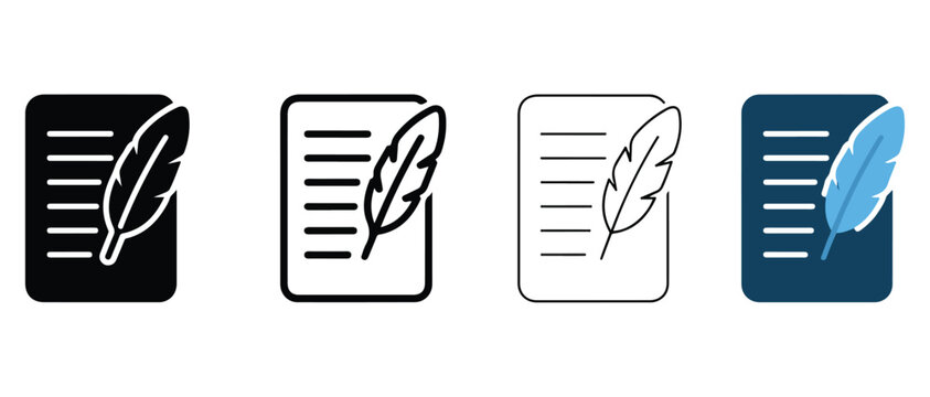 quill pens on paper documents  used for writing and editing  feather quill writing tool