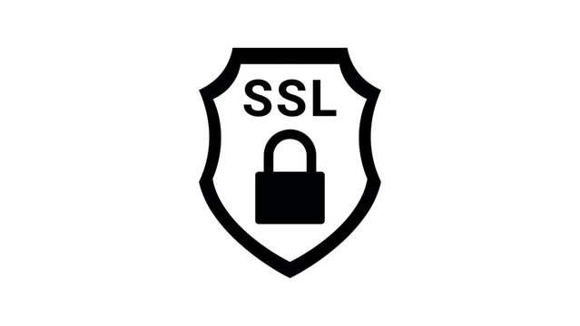 SSL Security Shield Vector Icon with Lock Protection Symbol