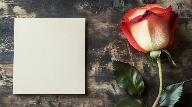 Sympathy Card with a rose on the right side and a writing space area on the left side for a condolence message