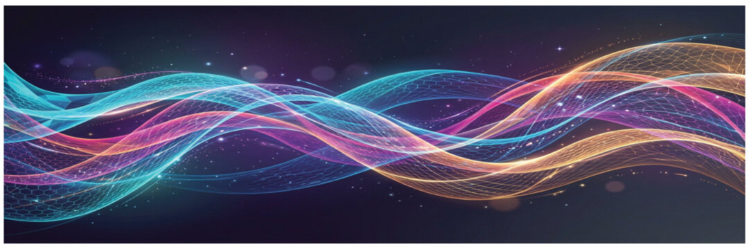 Gradient Wave Pattern With Light Streaks And Bokeh Effects