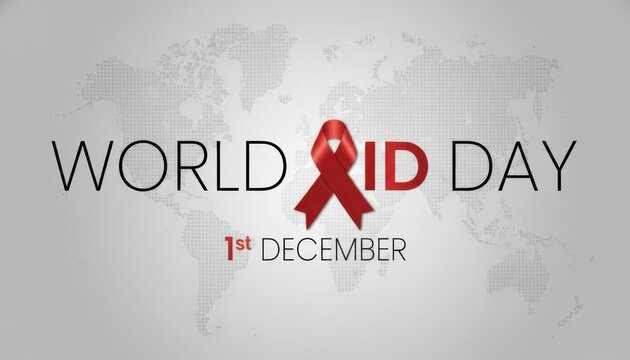 World aids day 1st december awareness banner with red ribbon
