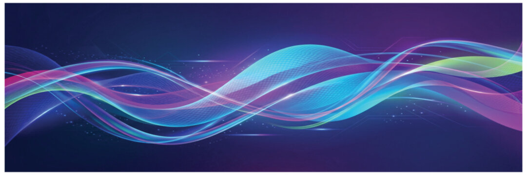 Gradient Wave Pattern With Neon Colors And Dark Background