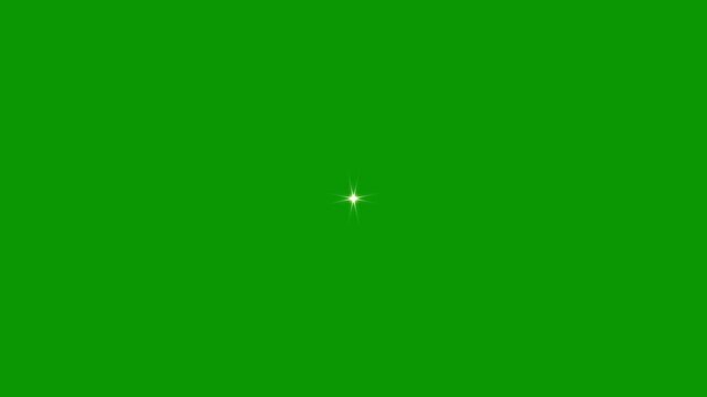 Twinkling star motion graphics with green screen background.Twinkle star glitter sparkle, white cartoon, flat, vector, doodle style star twinkling,  looping animation 4kanimation video.