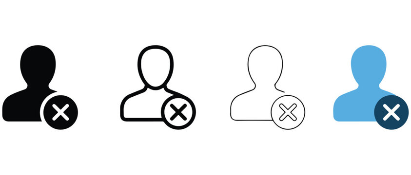 user profile icons with rejection symbols for delete or refuse or cancel or remove concept