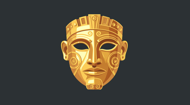 Ancient Golden Mask, Tribal Ritual Artifact, Mysterious Face