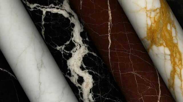Rotating columns fashioned from elite marble showcasing polished natural texture remarkable mineral detail and premium visual appeal