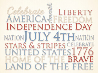 Fototapeta premium Artistic word compilation layout celebrating American liberty