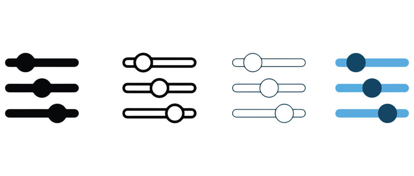 slider bar icons in different styles and colors for user interface design  various sliders for adjusting settings
