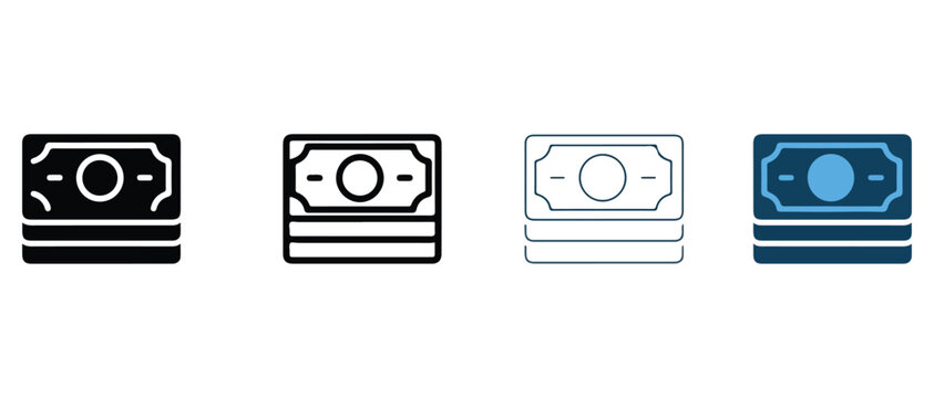 Stacks of money bills in different colors and line styles for finance and business concepts  various currency note illustrations