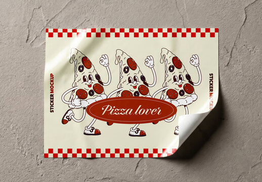 Large Rectangular Sticker Sheet with Peeling Corner Mockup