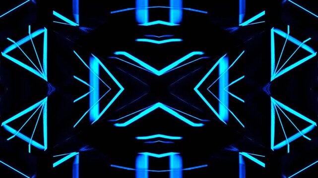 Blue and Red Neon Strobe Mirrored Kaleidoscope Background VJ Loop in 4K