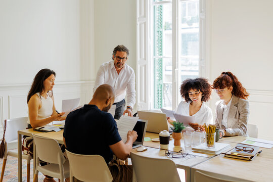 Business team collaborating during an important meeting