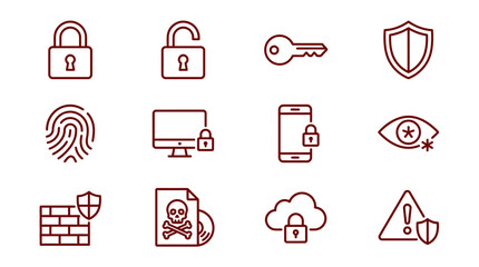 Security icons vector with various symbols for protection and safety © arjunaa.art