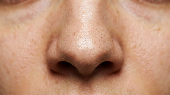 Close-up of human nose skin texture