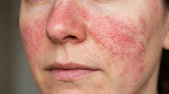 Close-up of human face with skin texture