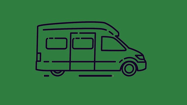 green screen delivery truck drawing camper van black outline line how to draw animated chromakey emotion style scene cartoonish