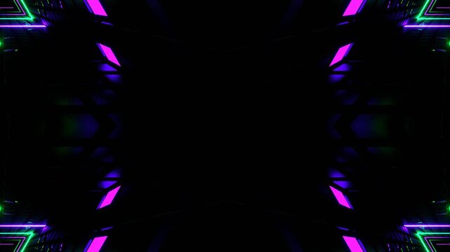 Purple and Turquoise Neon Strobe Triangle Kaleidoscope Background VJ Loop in 4K