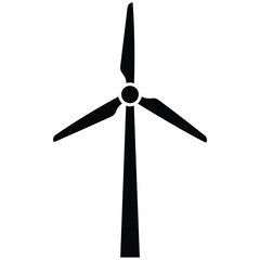 Wind turbine silhouette on white transparent background for eco energy concepts © AbdullahAl