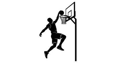 Dynamic Basketball Player Slam Dunk Silhouette Vector © Naswi