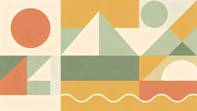 Vibrant 90s Geometric Shapes, Bright Playful Abstract Design Illustration