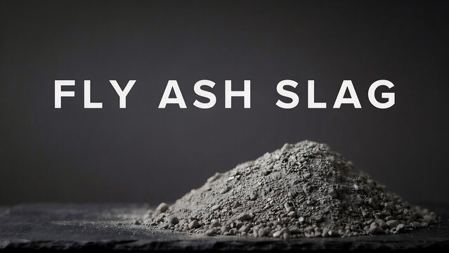 Fly ash slag pile on dark surface for industrial use in construction and manufacturing processes