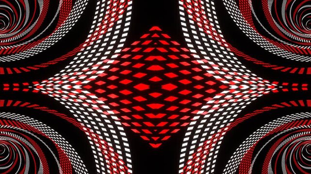 Red and White Neon Funnel Kaleidoscope Background VJ Loop in 4K