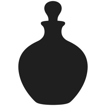 Black silhouette of a stoppered bottle on white background