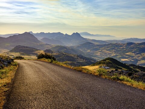 Road in El Torcal nature reserve, Torcal de Antequera, Malaga province, Andalusia, Spain