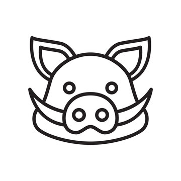 Wild boar hog head wildlife line icon
