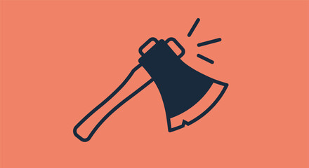 Black axe striking against orange background, with impact spark © ABDUL MATIN