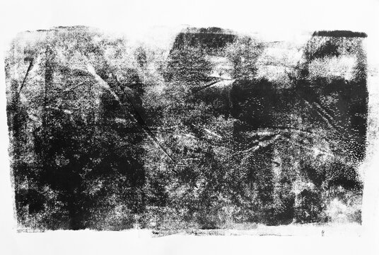 Rough Grainy Black Acrylic Paint on White Paper Texture Background