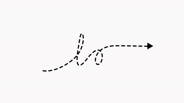 Hand Drawn Dashed Line Squiggle Arrow Left Right Animation Alpha Channel 4K