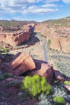 Road winding up canyon, Grand Staircase Escalante National Monument, Utah, USA, North America