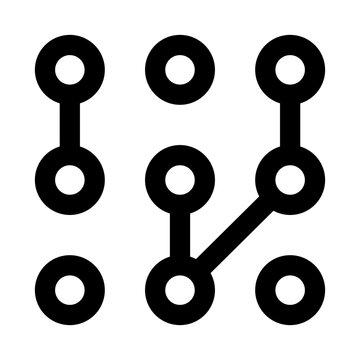 Pattern lock icon. Editable line icon. Professional and modern outline icon vector illustration featuring smartphone screen with dotted lock pattern in a minimal design.