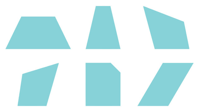 Set of light blue geometric shapes and polygons