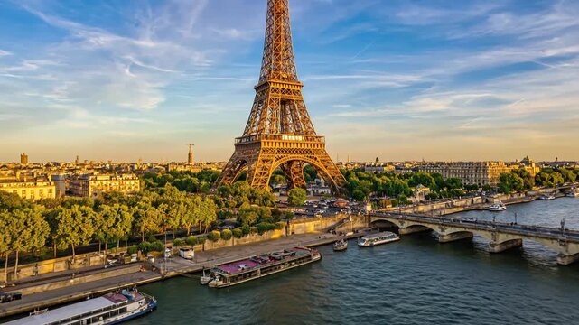 Eiffel Tower Paris France Landmark River.