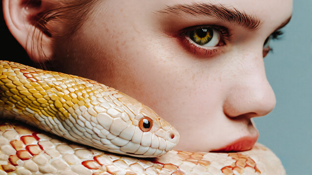 Portrait de femme avec un serpent