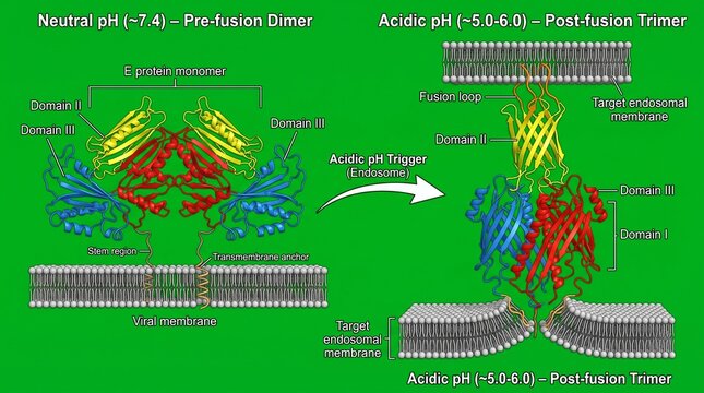Dengue Virus Envelope Protein Structural Transition and Fusion Mechanism