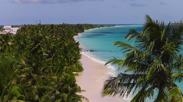 White Sand Beach At Saona Island In Punta Cana Dominican Republic. Beach Landscape. Shades Of Blue Sea. Travel Destination. White Sand Beach In Saona Island In Punta Cana Dominican Republic.