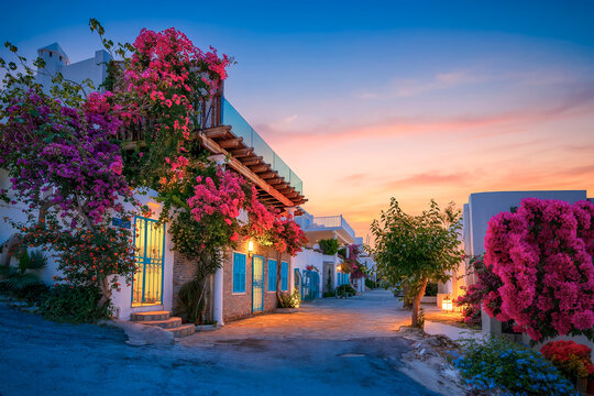 The colorful street view in Bodrum Town of Turkey