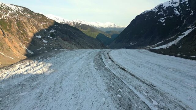 Salmon Glacier drone aerial view of icefield landscape in British Columbia, Canada