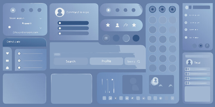 User Interface Elements With Rounded Rectangles And Blue Tones
