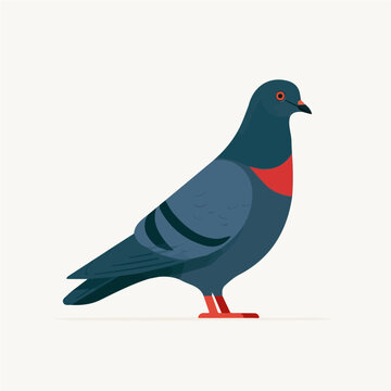 Pigeon, minimal flat 2D illustration with smooth shapes, isolated on a white background.