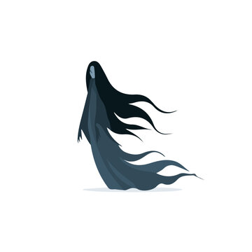 Banshee, flat 2D illustration, minimal modern design, clean shapes, isolated on a white background.