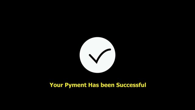 Animated white  checkmark icon in a circle confirming successful digital payment transaction, symbolizing financial approval and user satisfaction . 