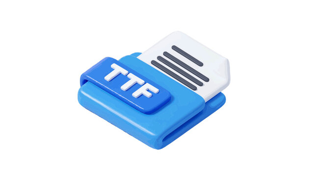Vector illustration of 3d ttf file icon on a transparent background